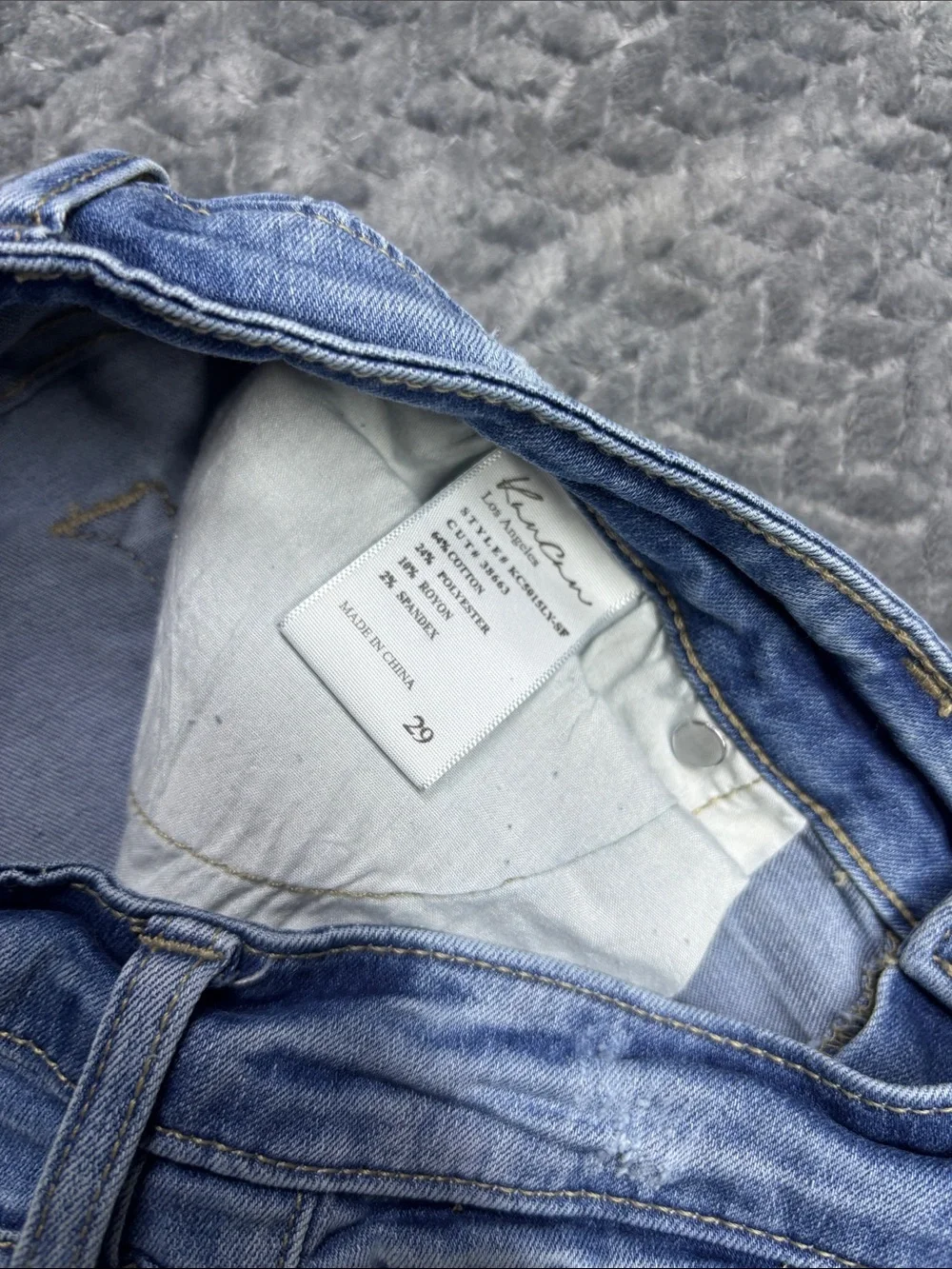 KanCan Distressed Ankle Crop Jeans in Medium Blue Wash